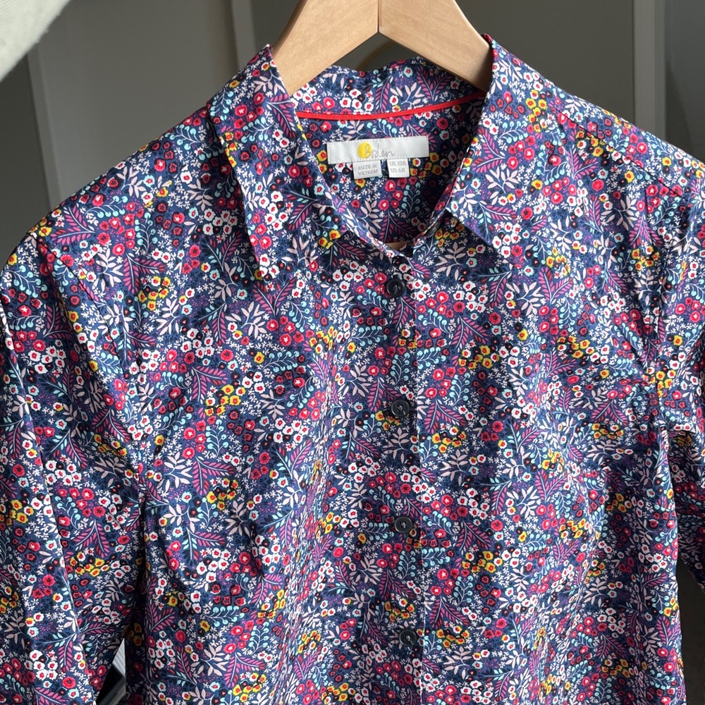 Boden Print Cotton Button Front